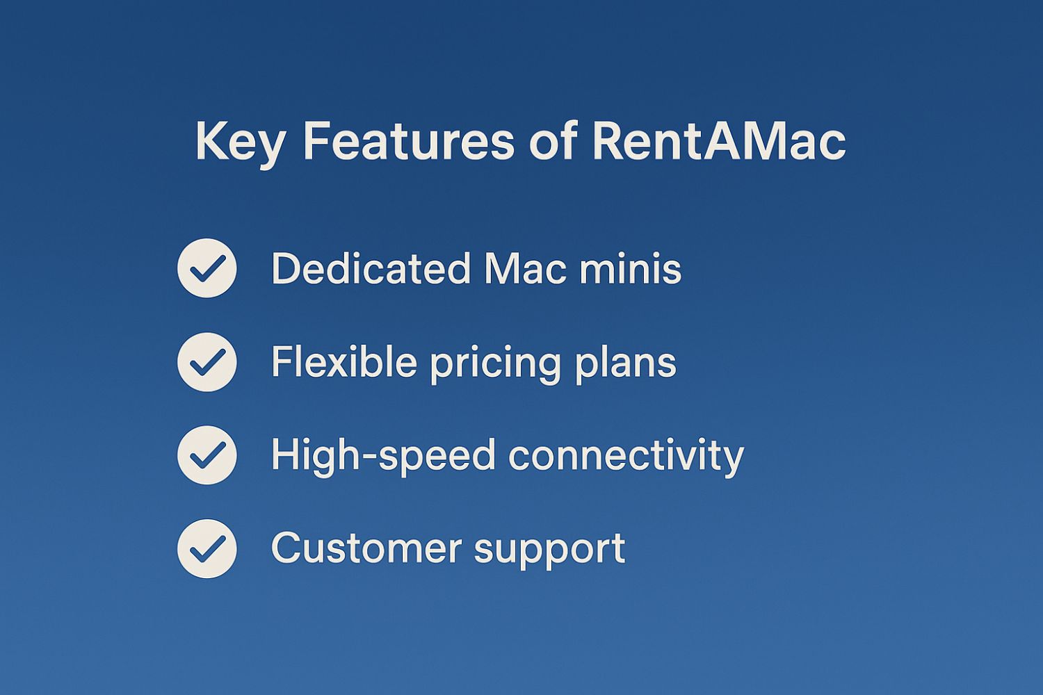 HostMyApple rentamac'ın temel özellikleri