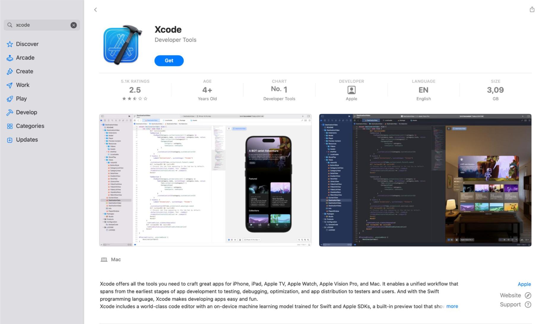 Baixar o xcode