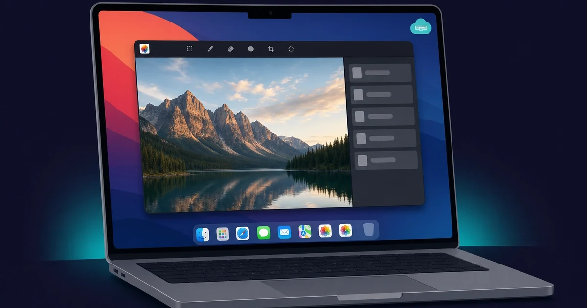 Pixelmator Pro editing a photo on a cloud Mac, viewed from a Windows laptop